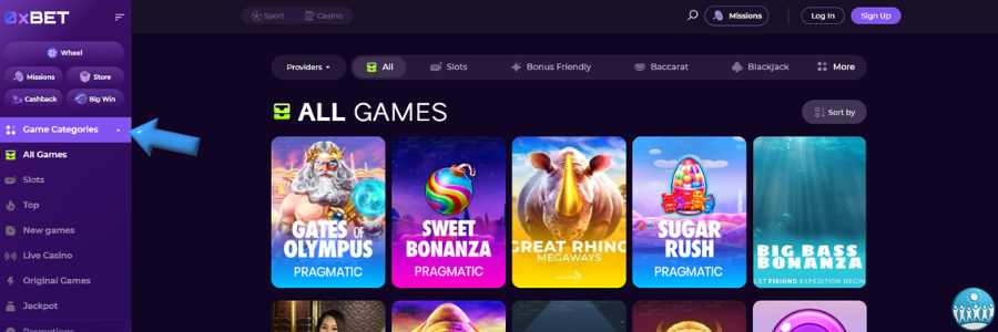 0xBet Casino spellen