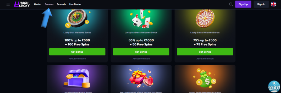 Hashlucky Casino bonus