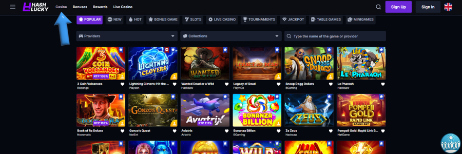 Hashlucky Casino spellen