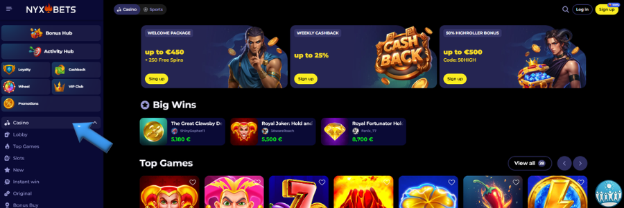 NYX BETS casino slot